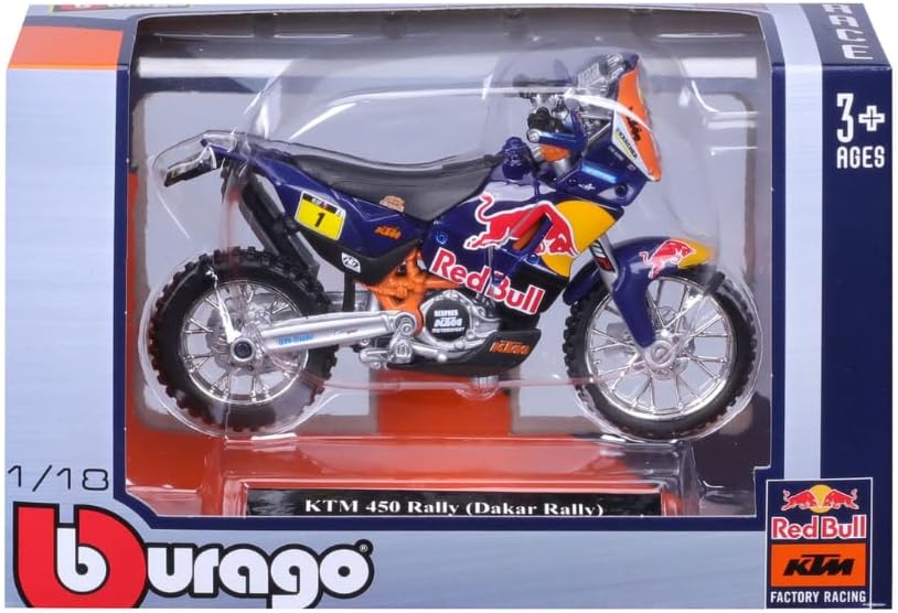 Bburago - 1:18 WRB KTM Die-Cast Motorcycle Model - Color & Style May Vary - 1 Pc