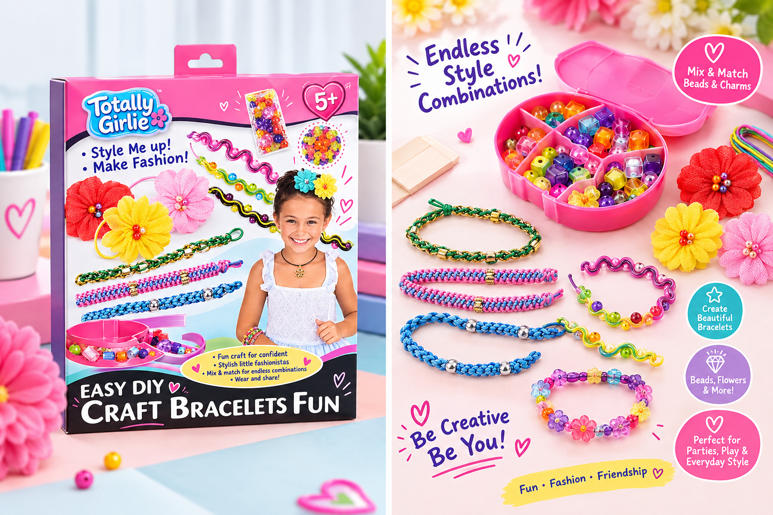 Totally Girlie - Easy DIY Craft Bracelets Fun - 6 Pcs