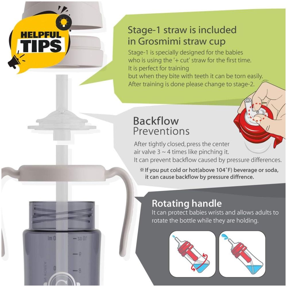 Grosmimi - Spill Proof Magic Sippy Cup With Straw And Handle 