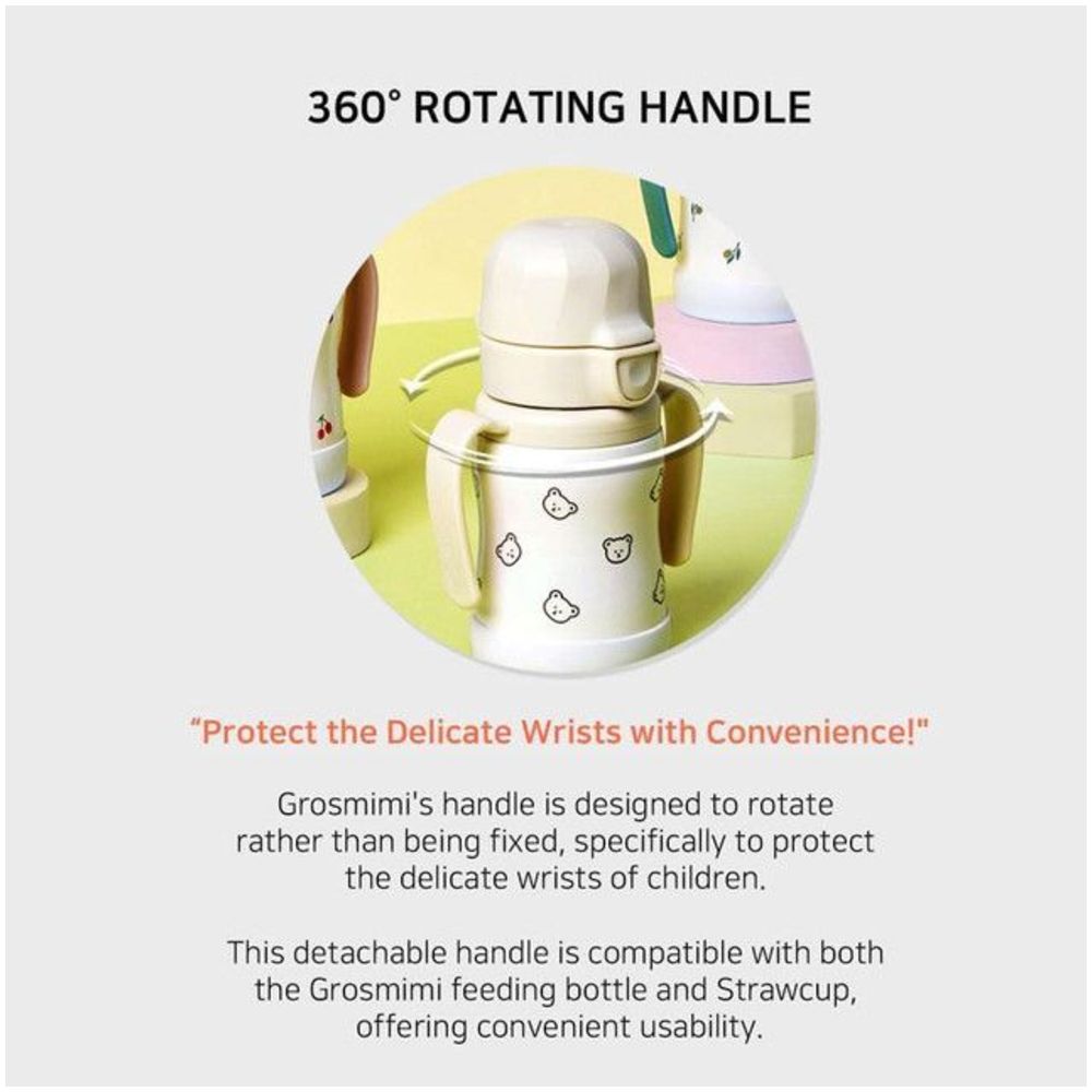 Grosmimi - 316 Stainless Stainless Steel Spill Proof Straw Cup - Peach Flower - 300 ml