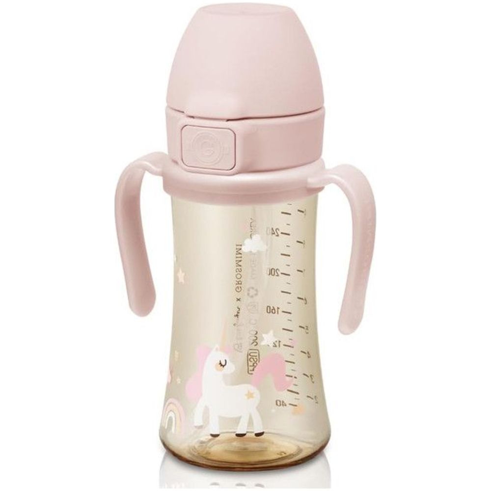 Grosmimi - Flip Top Spill Proof Sippy Cup With Stage 2 Straw - Unicorn - 300 ml