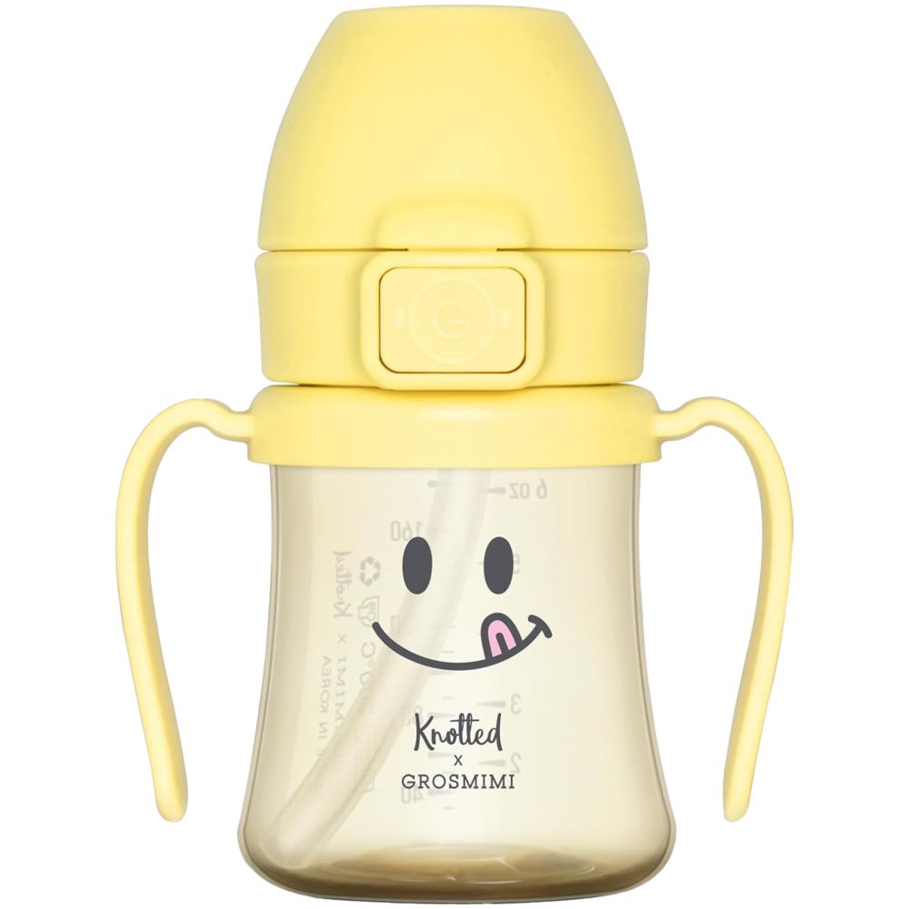 Grosmimi - X Knotted Flip Top Spill Proof Sippy Cup - Smile - 200 ml