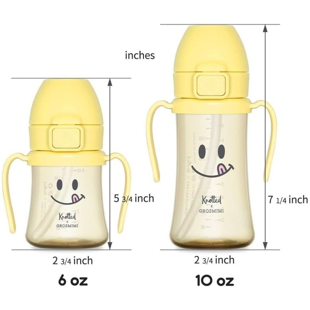 Grosmimi - X Knotted Flip Top Spill Proof Sippy Cup - Smile - 200 ml