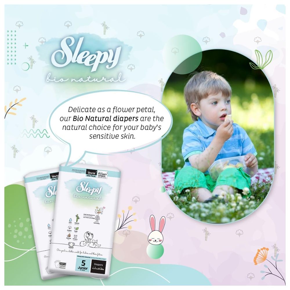 Sleepy - Bio Natural Premium Diapers - Size 5 - 11-18 Kg - 120 Count