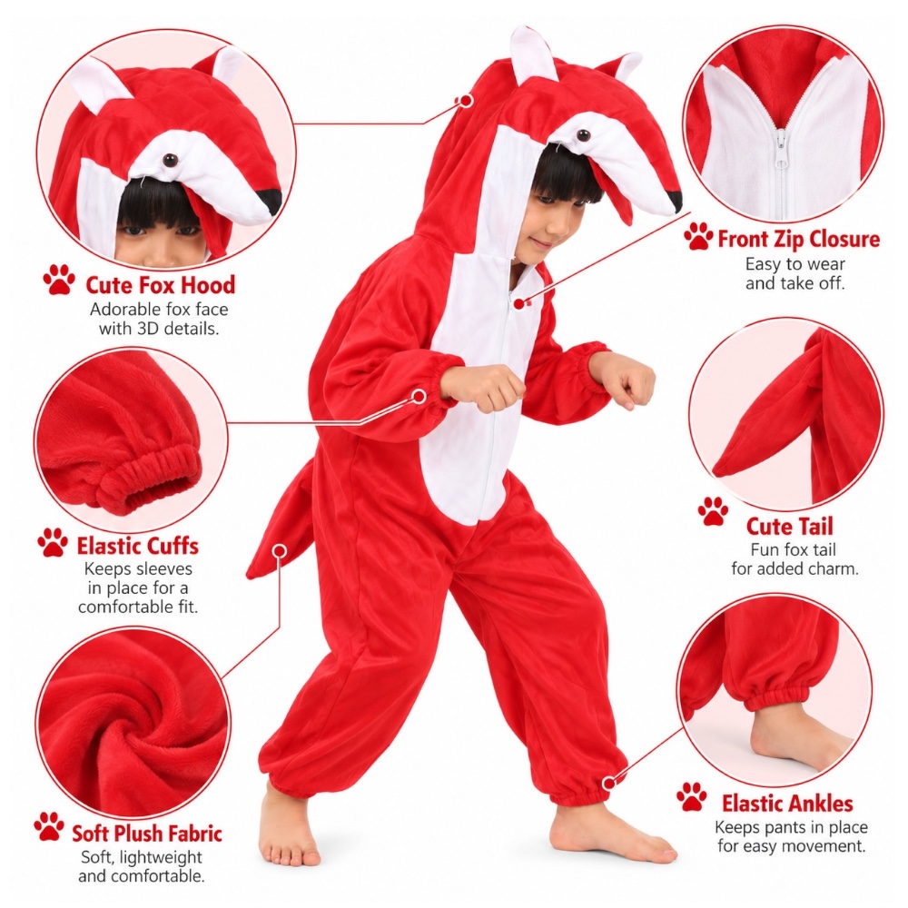 Doodle Kiddo - Fox Costume for Kids - Red