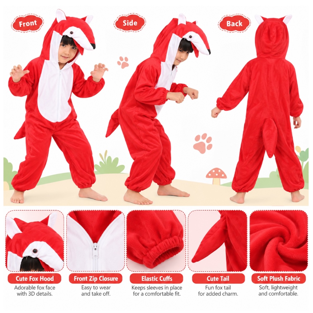 Doodle Kiddo - Fox Costume for Kids - Red