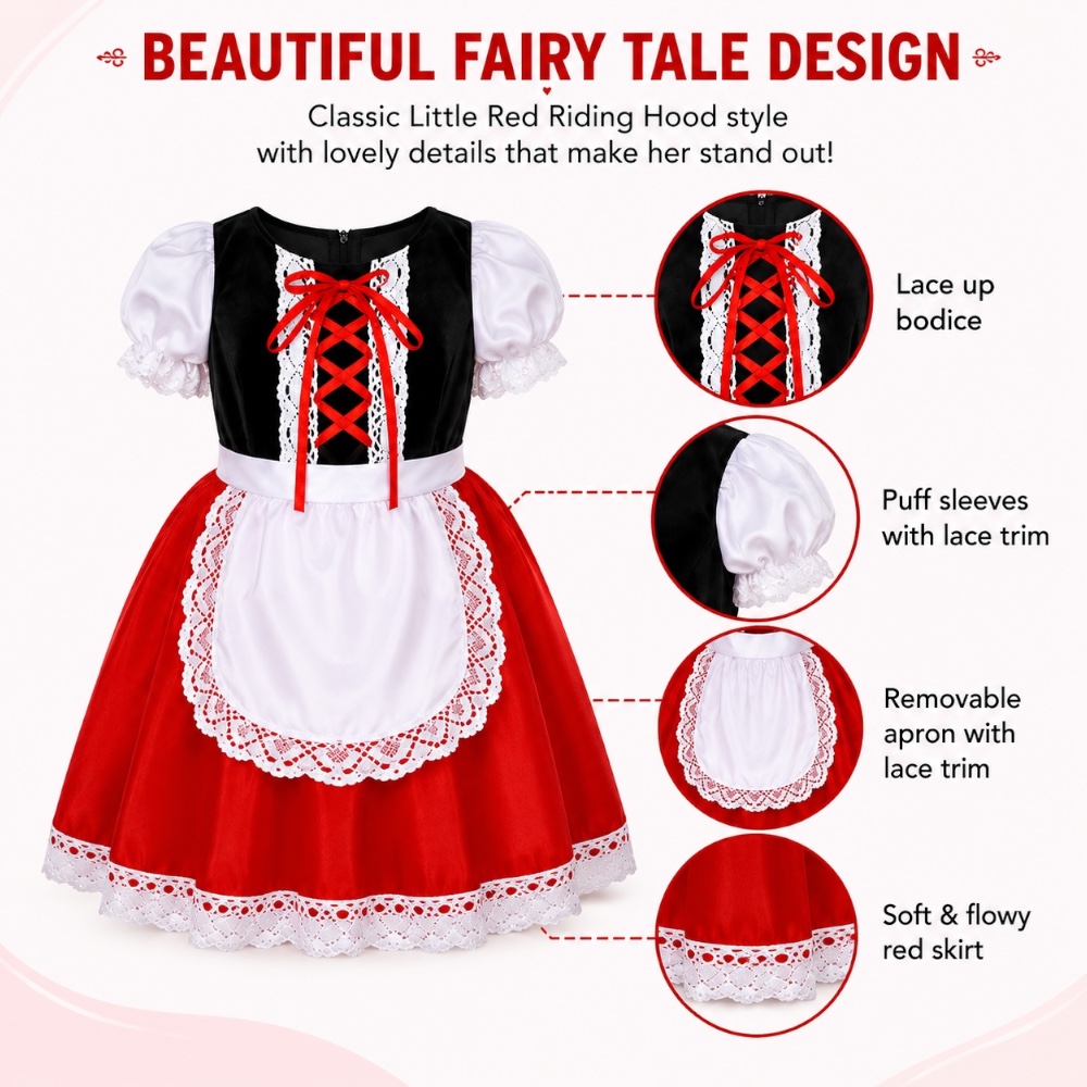 Doodle Kiddo - Red Riding Hood Halloween Costume for Girls