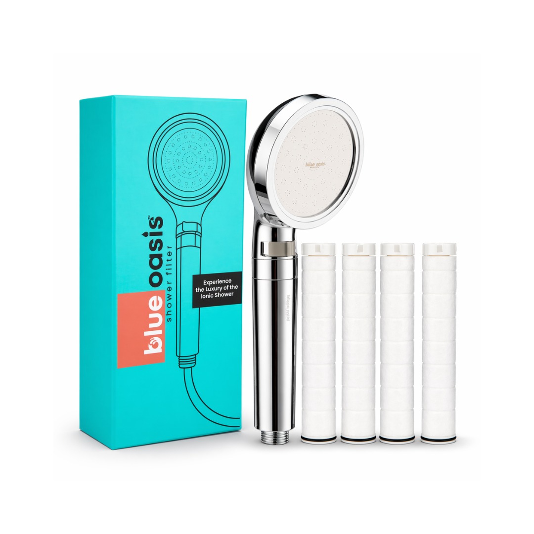 Blue Oasis Ionic Shower Filter With Cartridges - 5 Pcs (Chrome)