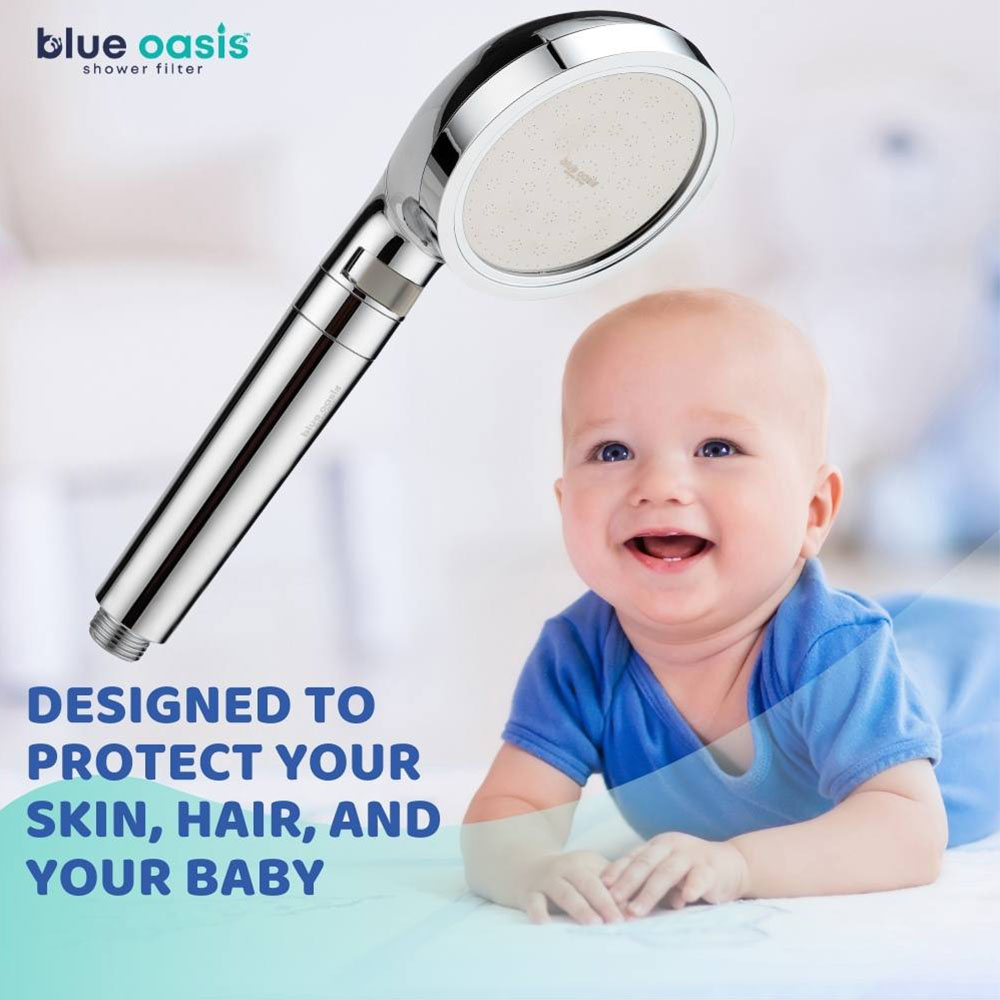 Blue Oasis Ionic Shower Filter With Cartridges - 5 Pcs (Chrome)
