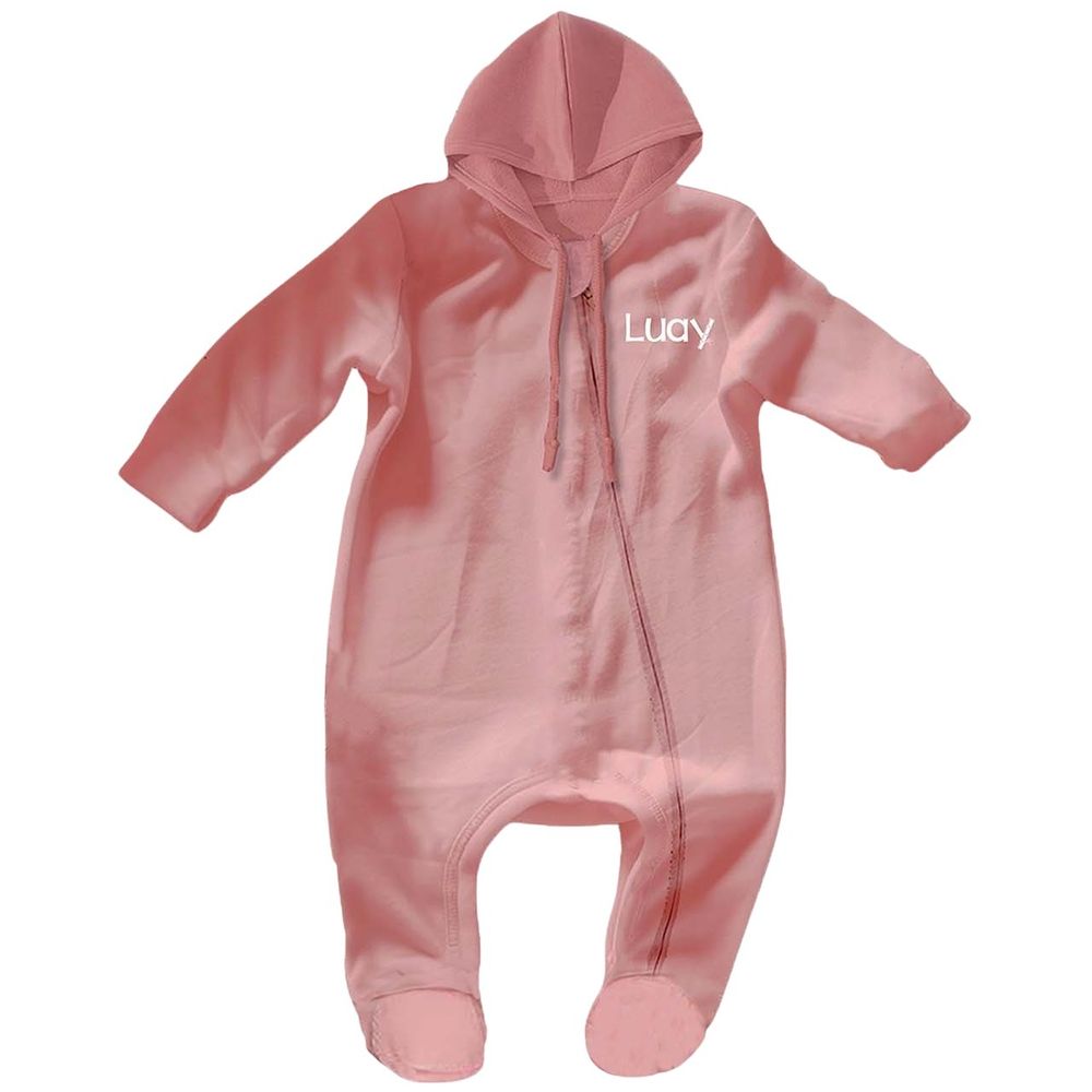 Luay Soft Fabric Full Sleeves Hooded Romper - Peach