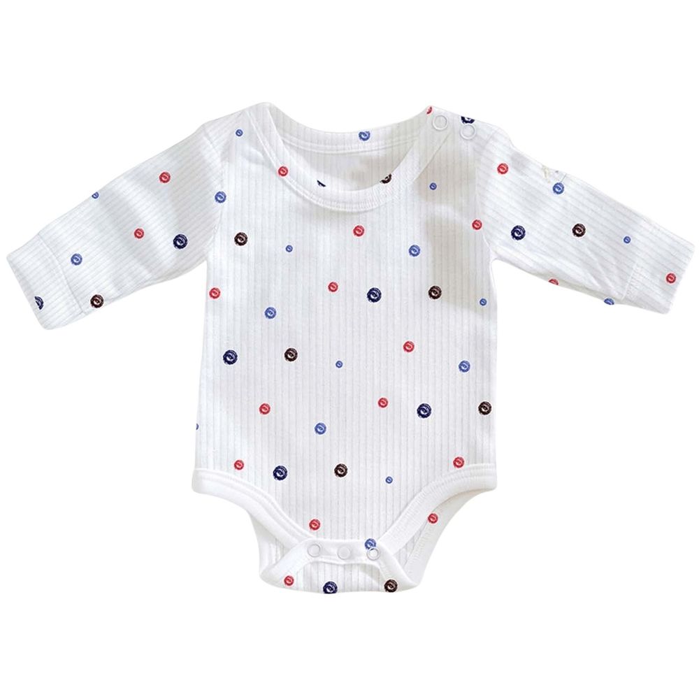Luay Full Sleeves Dots Print Bodysuit - White