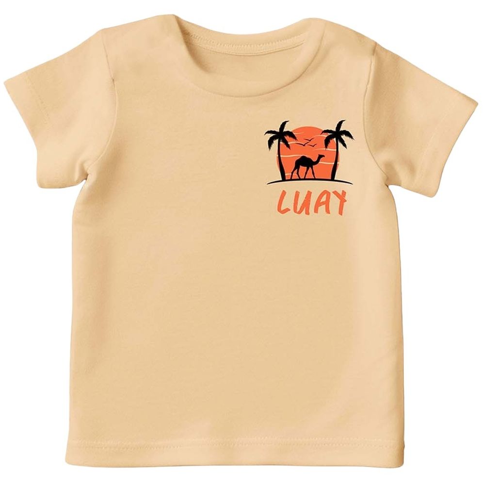 Luay Charming Camel Palm Tree Print T-Shirt - Orange