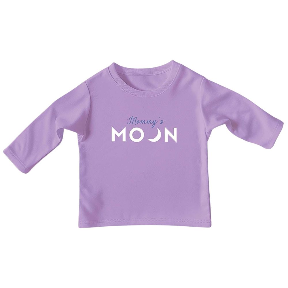 Luay Mommy's Moon Print Regular Fit Full Sleeve T-Shirt - Purple