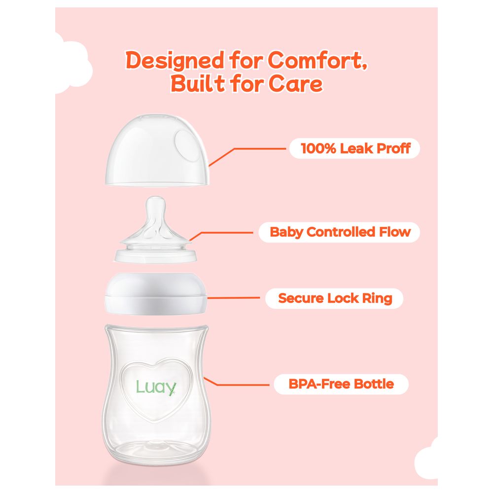 Luay - Baby Anti-Colic Plastic Feeding Bottle - 260 ml - Pack of 2