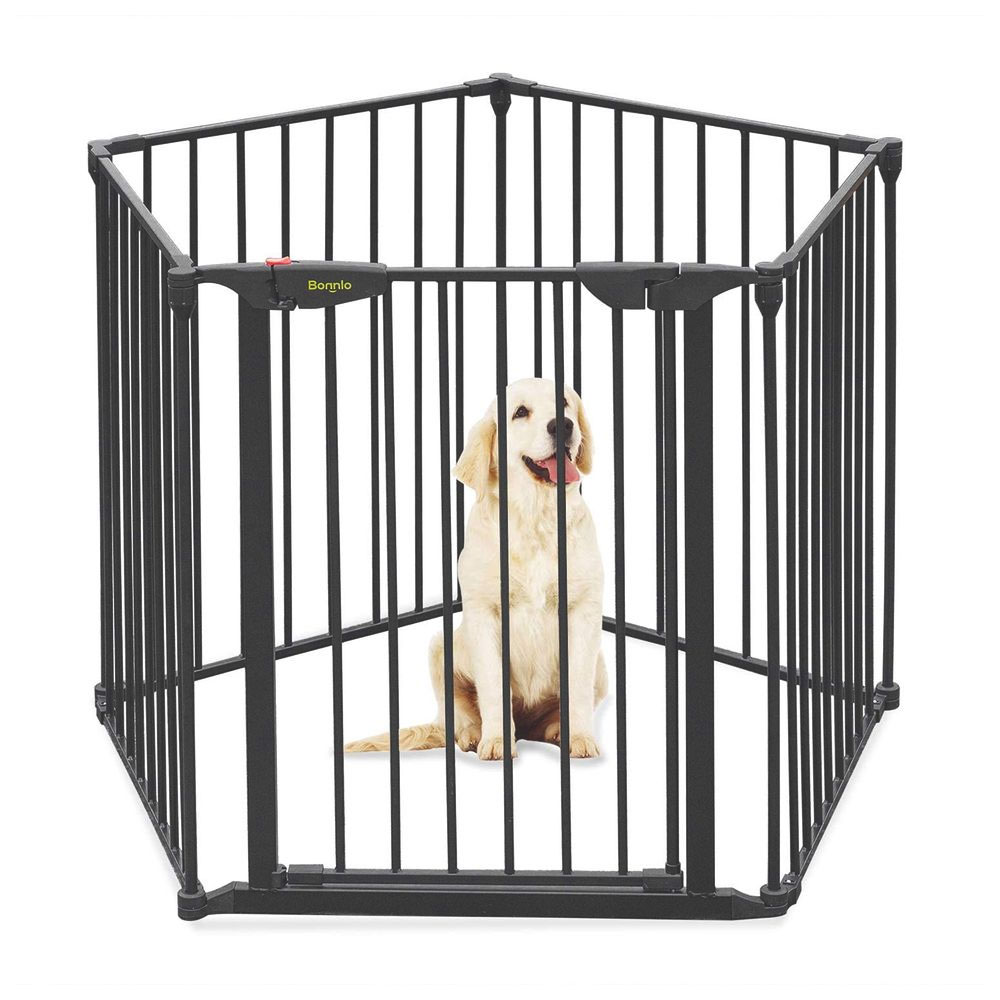 Baybee - Baby Safety Gate Adjustable Metal Barrier Fence - Grey