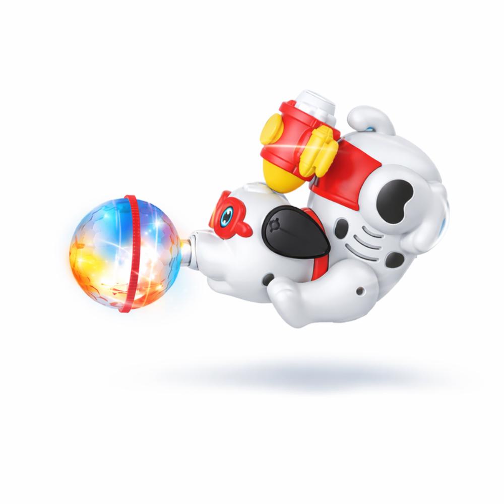 Urban Tots - Dancing Dog Toy - 360° Rotating Lights & Sound with Bump & Go Action and Water Mist Spray-White