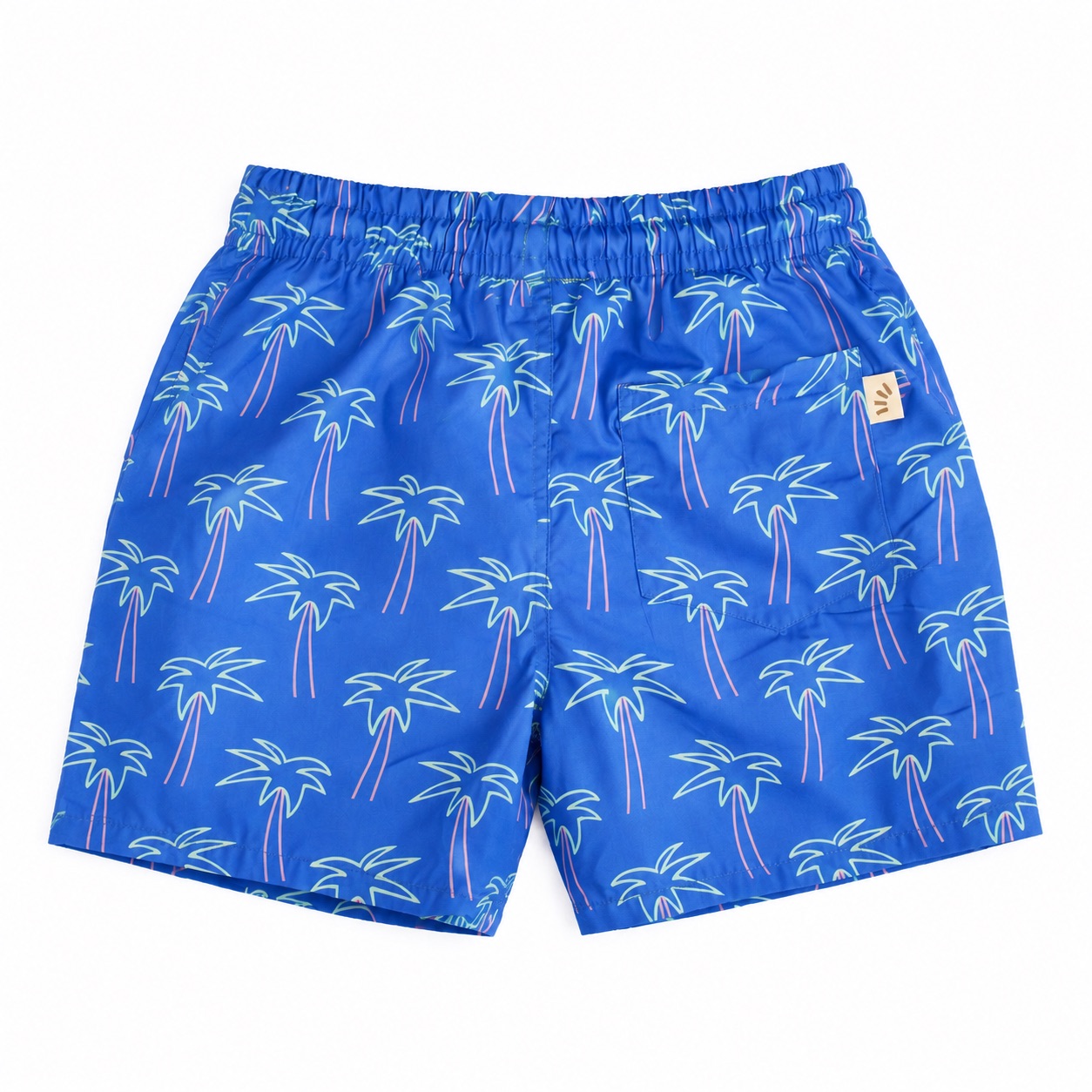 Tippy Toes - Boys Quick Dry Swim Shorts - Palm Tree Print - Blue