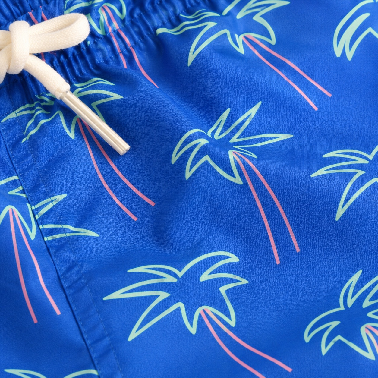Tippy Toes - Boys Quick Dry Swim Shorts - Palm Tree Print - Blue