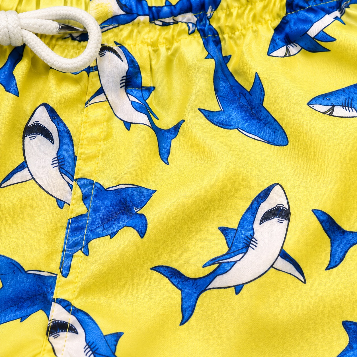 Tippy Toes - Boys Quick Dry Swim Shorts - Shark Print - Yellow