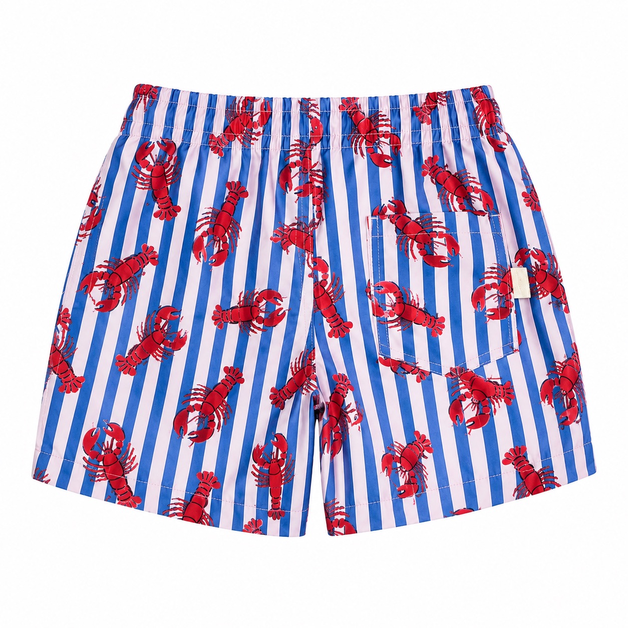 Tippy Toes - Boys Quick Dry Swim Shorts - Lobster Print - Red/Blue