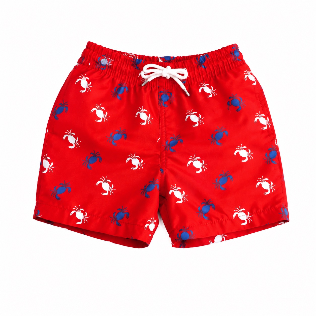 Tippy Toes - Boys Quick Dry Swim Shorts - Crab Print - Red