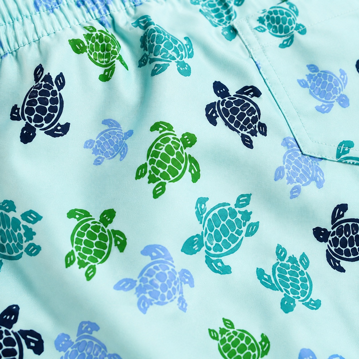 Tippy Toes - Boys Quick Dry Swim Shorts - Turtle Print - Sky Blue