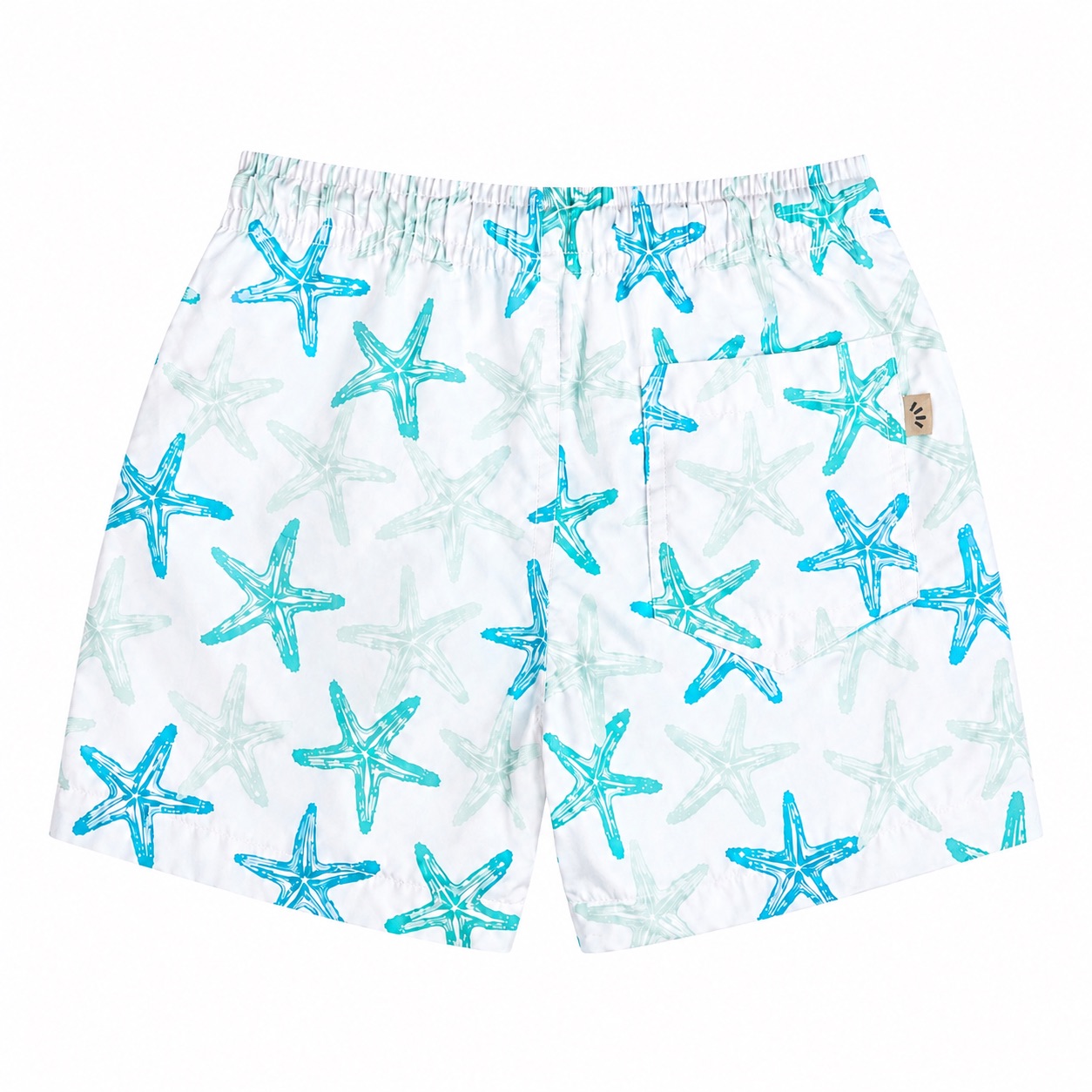 Tippy Toes -  Boys Quick Dry Swim Shorts - Starfish Print - White
