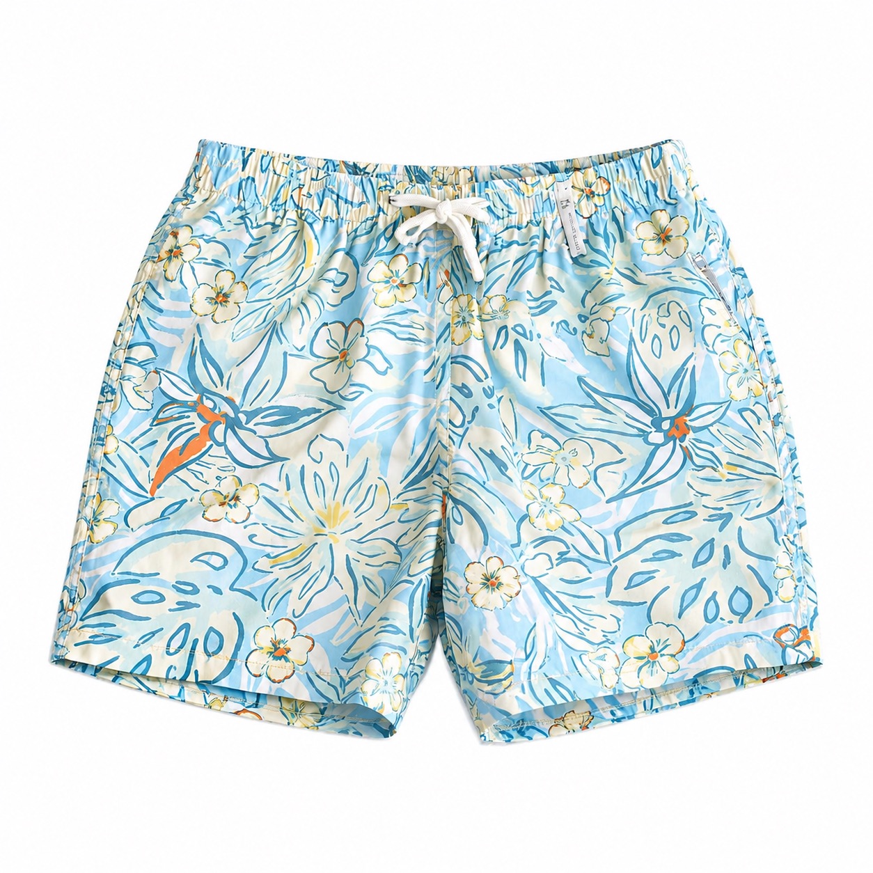 Tippy Toes - Boys Flower Print Quick Dry Swim Shorts - Sky Blue