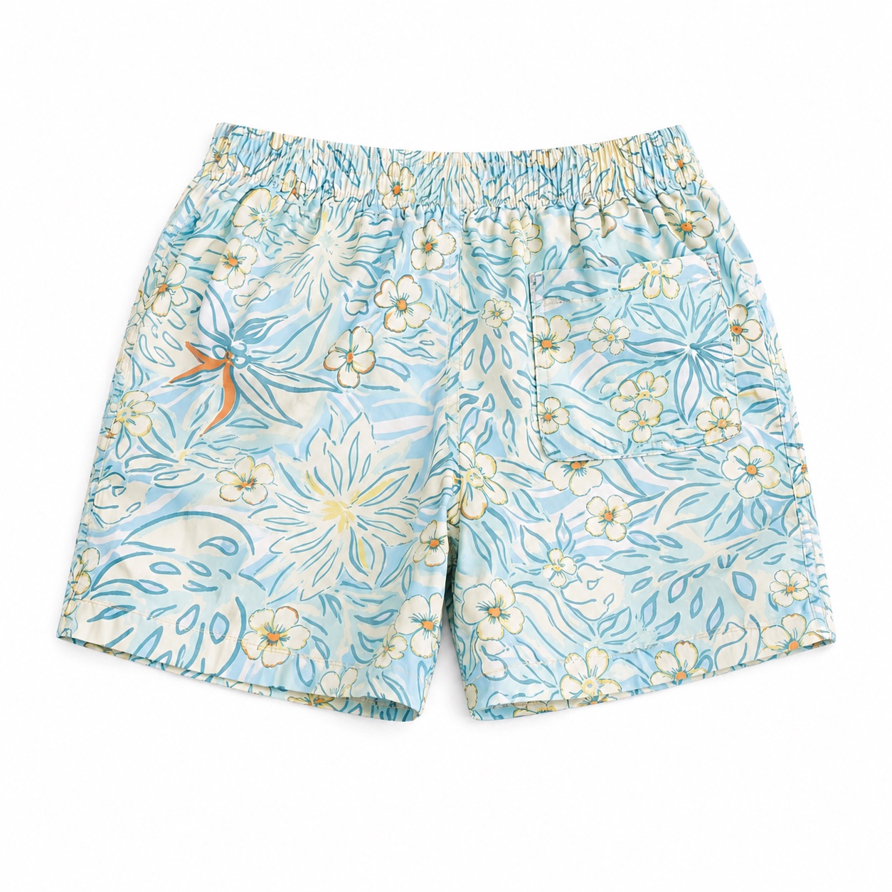 Tippy Toes - Boys Flower Print Quick Dry Swim Shorts - Sky Blue