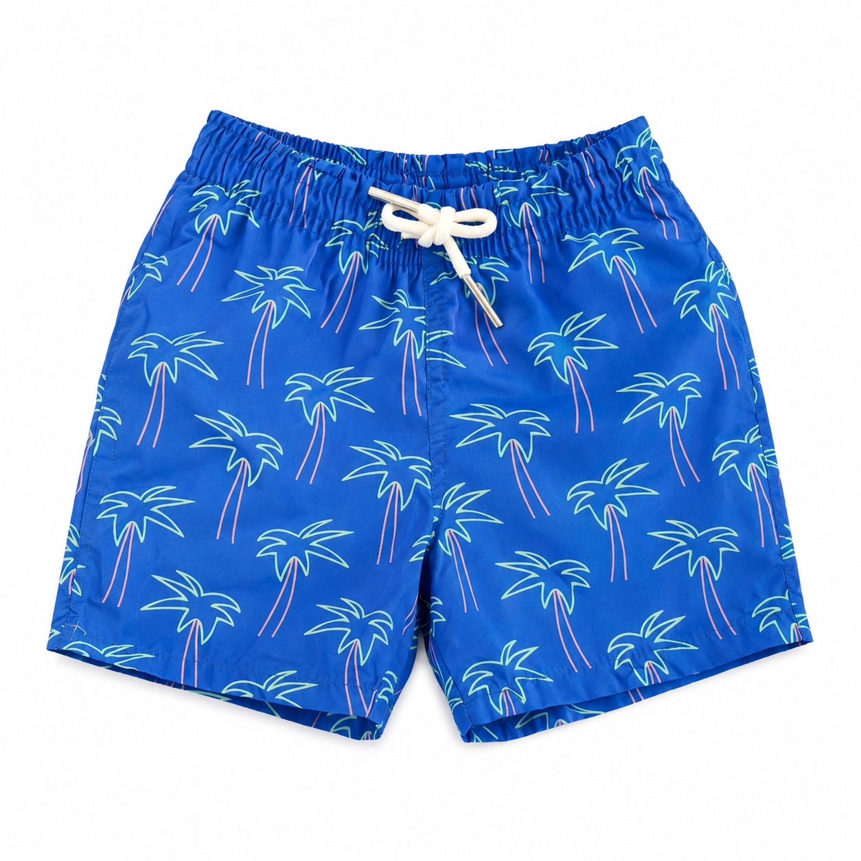 Tippy Toes - Boys Palm Tree Print Quick Dry Swim Shorts - Blue