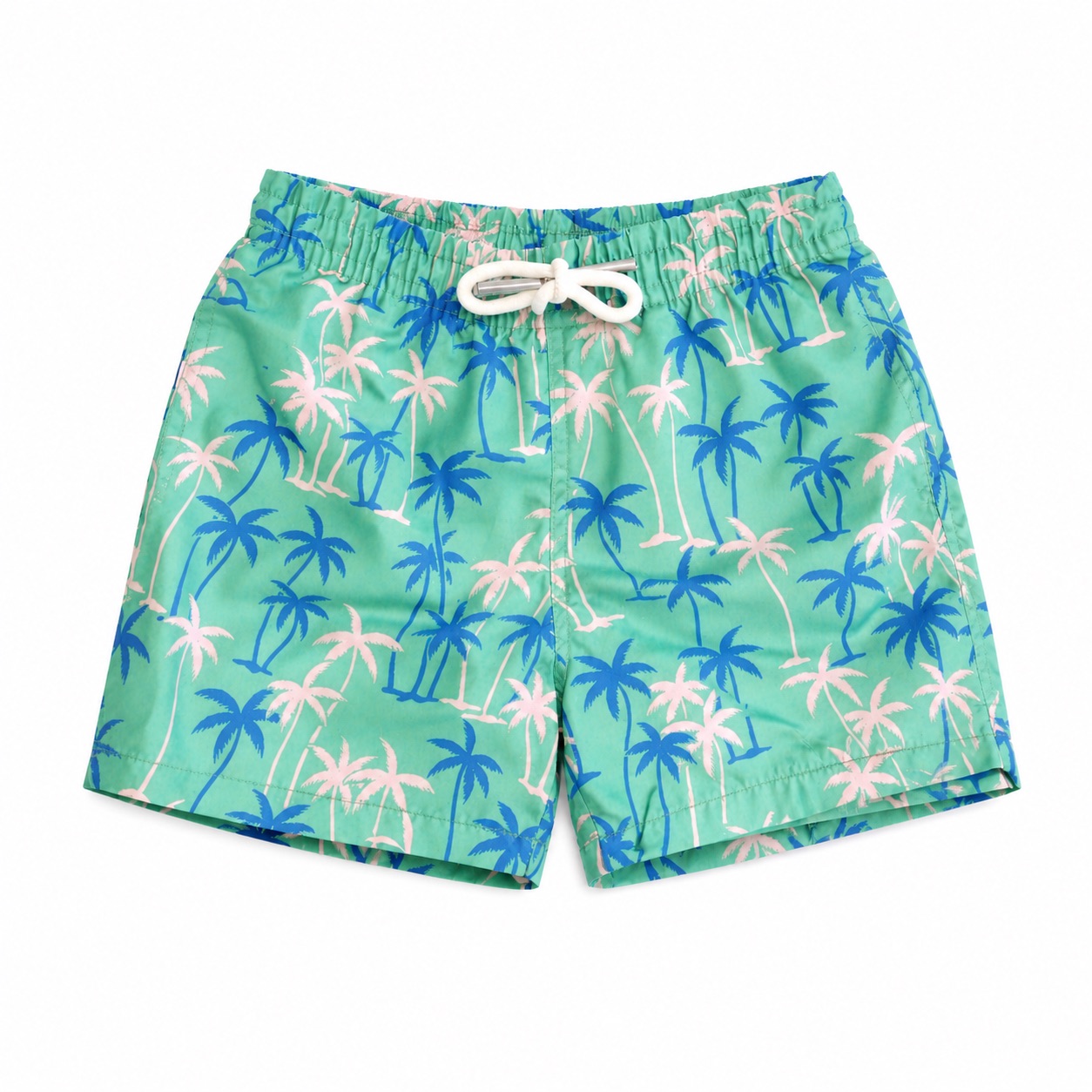 Tippy Toes - Boys Palm Tree Print Quick Dry Swim Shorts - Green