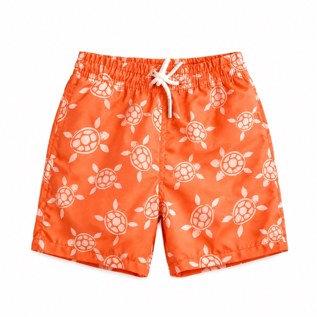 Tippy Toes - Boys Turtle Print Quick Dry Swim Shorts - Orange