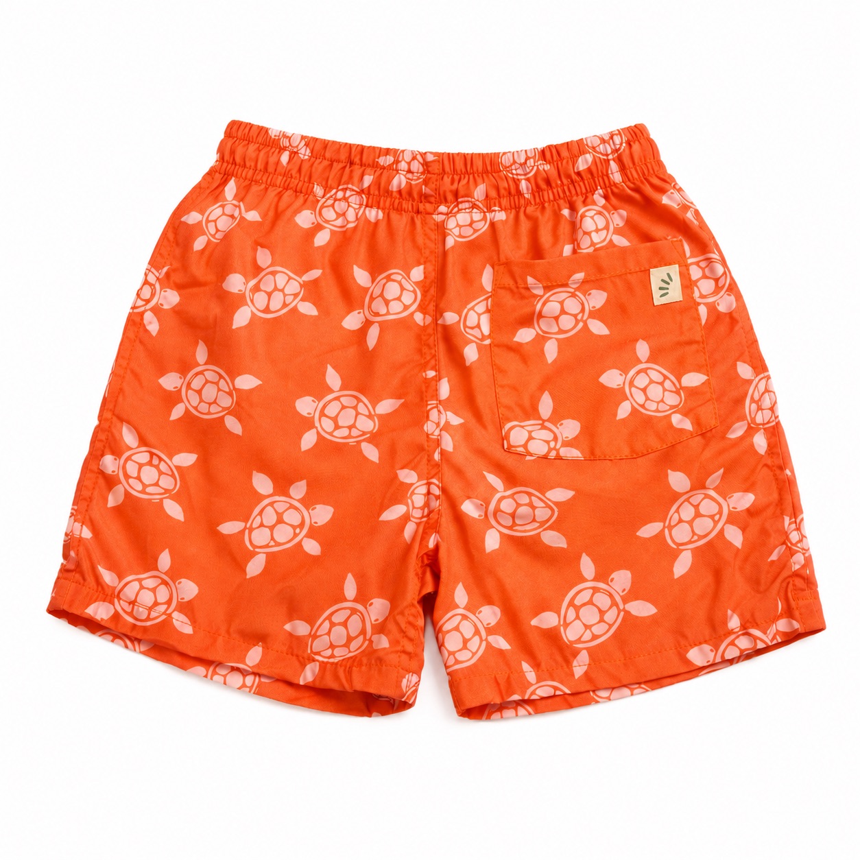 Tippy Toes - Boys Turtle Print Quick Dry Swim Shorts - Orange