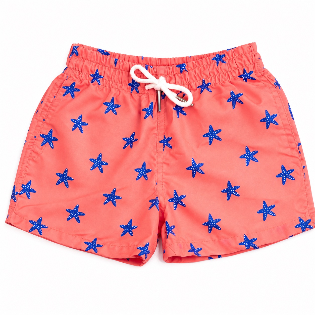 Tippy Toes - Boys Starfish Print Quick Dry Swim Shorts - Red