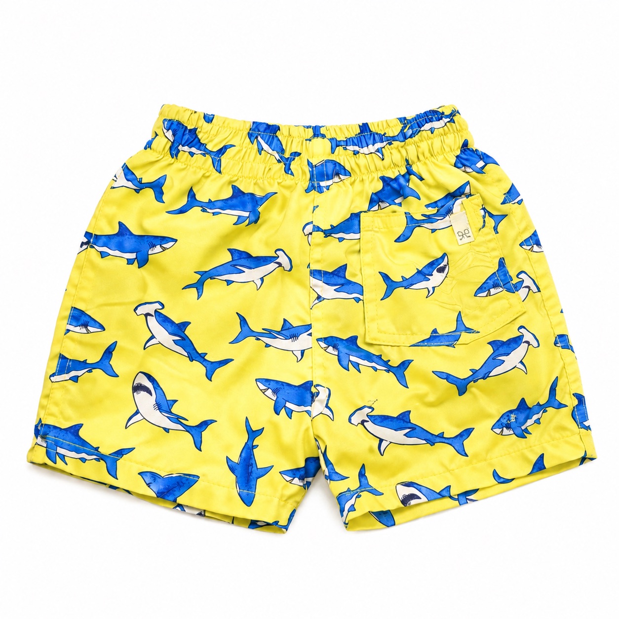 Tippy Toes - Boys Shark Print Quick Dry Swim Shorts - Yellow