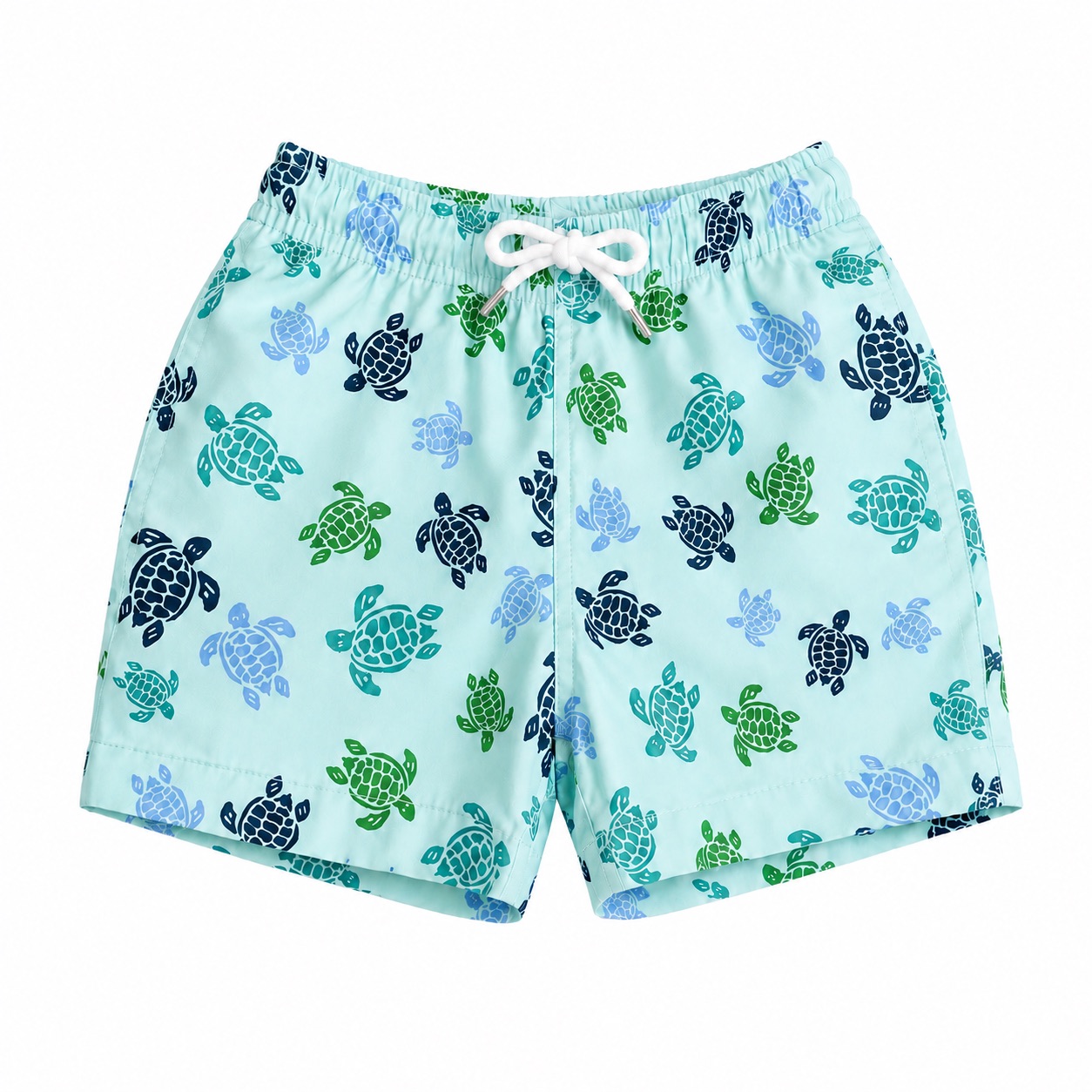 Tippy Toes - Boys Turtle Print Quick Dry Swim Shorts - Sky Blue