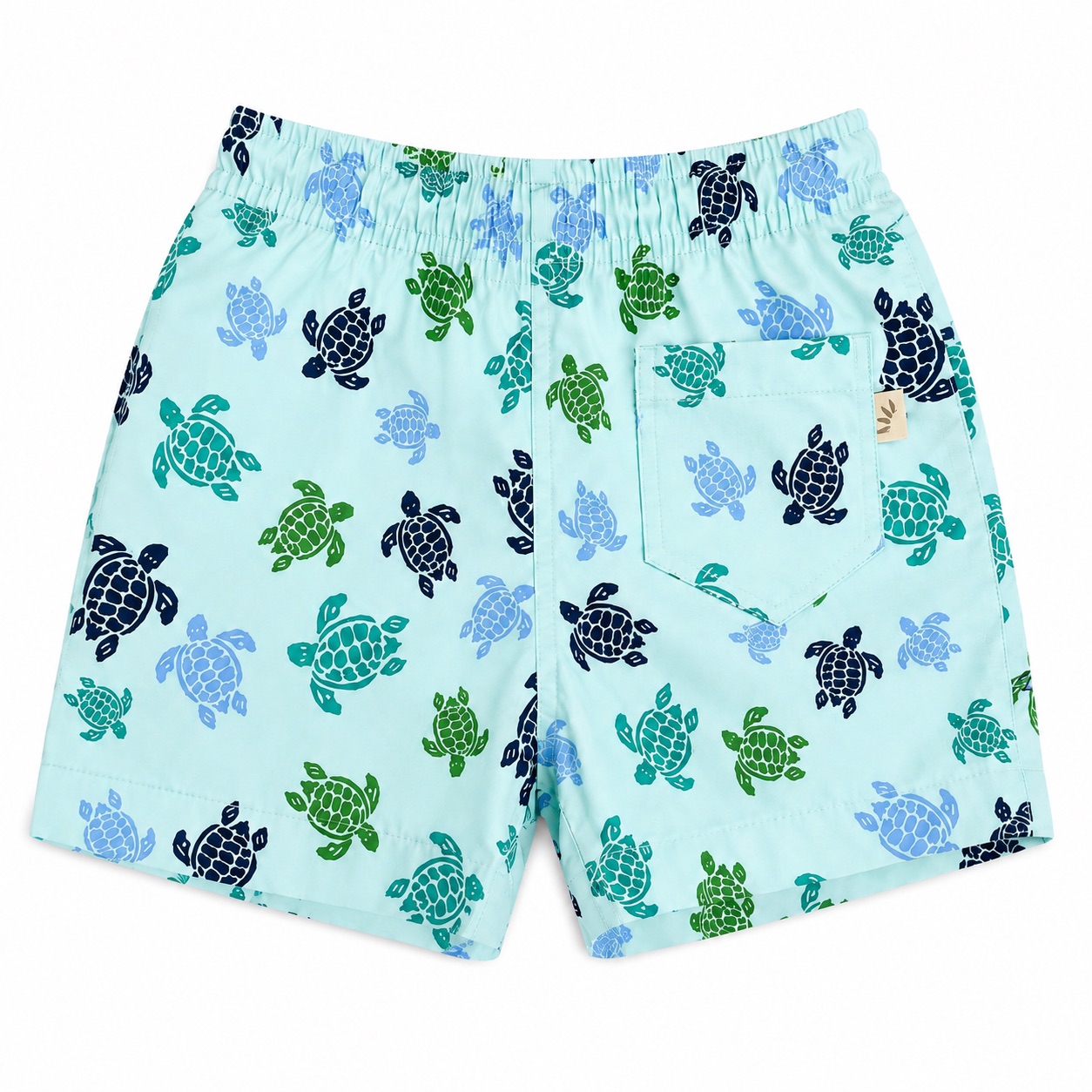 Tippy Toes - Boys Turtle Print Quick Dry Swim Shorts - Sky Blue