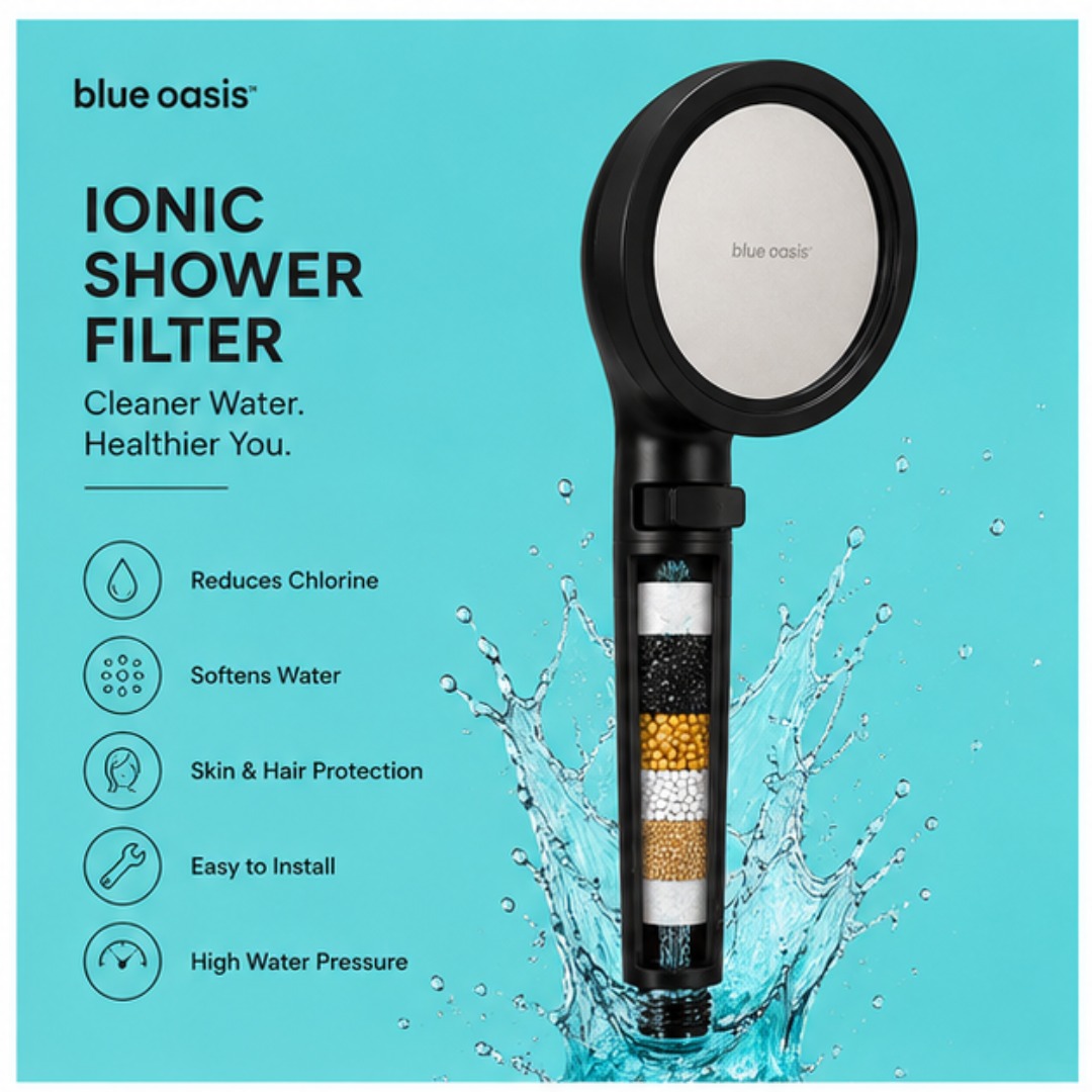Blue Oasis Ionic Shower Filter  (Black)