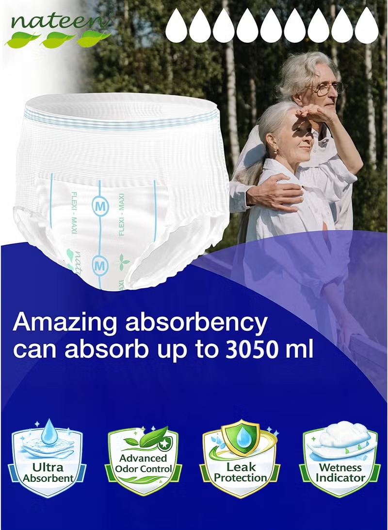 Nateen 10 Flexi Maxi Adult Pull-Up Diapers Medium 90-130cm Waist 3050ml Absorbency