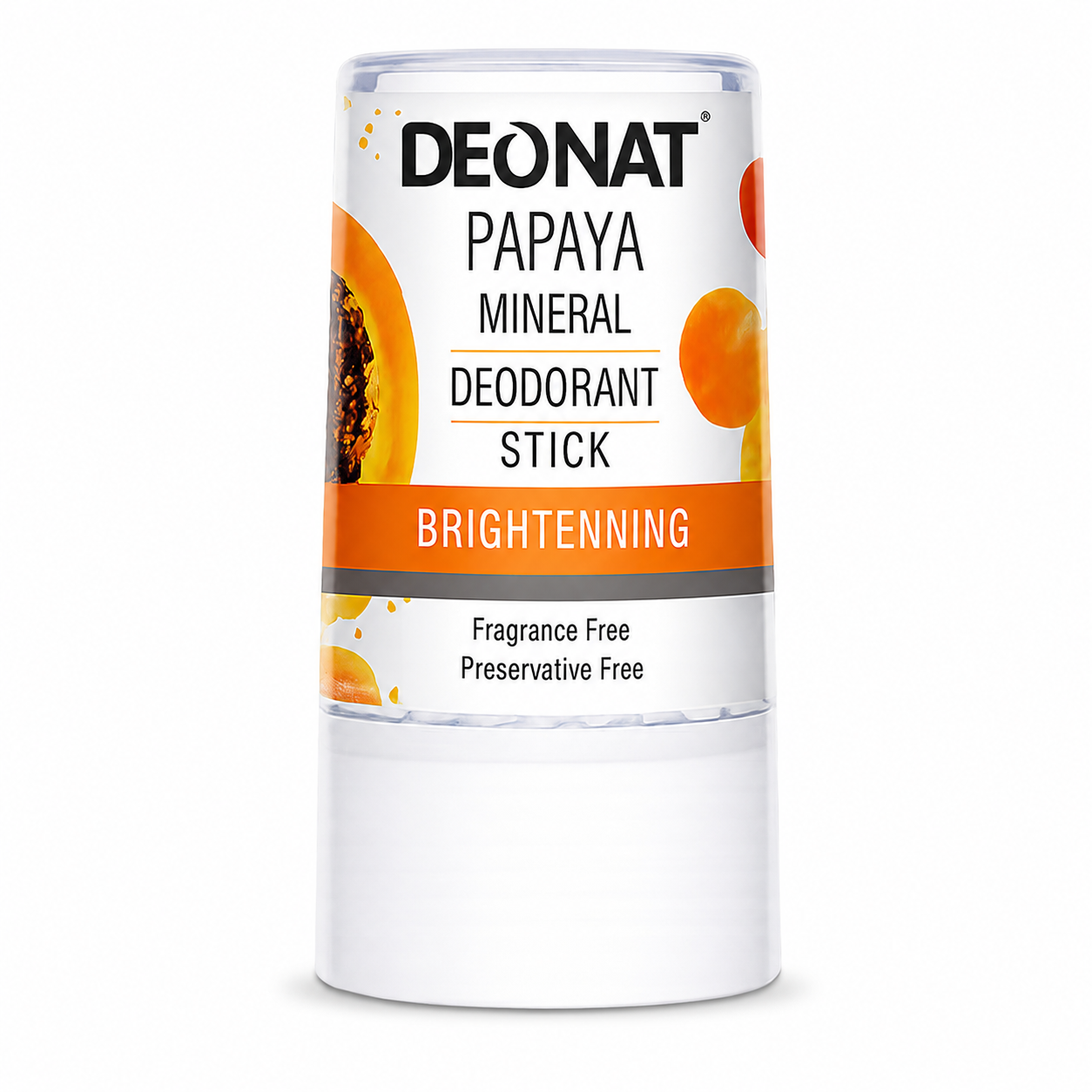 DEONAT Papaya Mineral Deodorant Stick 40g, Natural Crystal Alum, Fragrance Free, Unisex