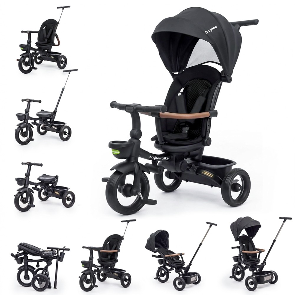 Baybee - Cozy 7-in-1 Convertible Tricycle For Kids - Black