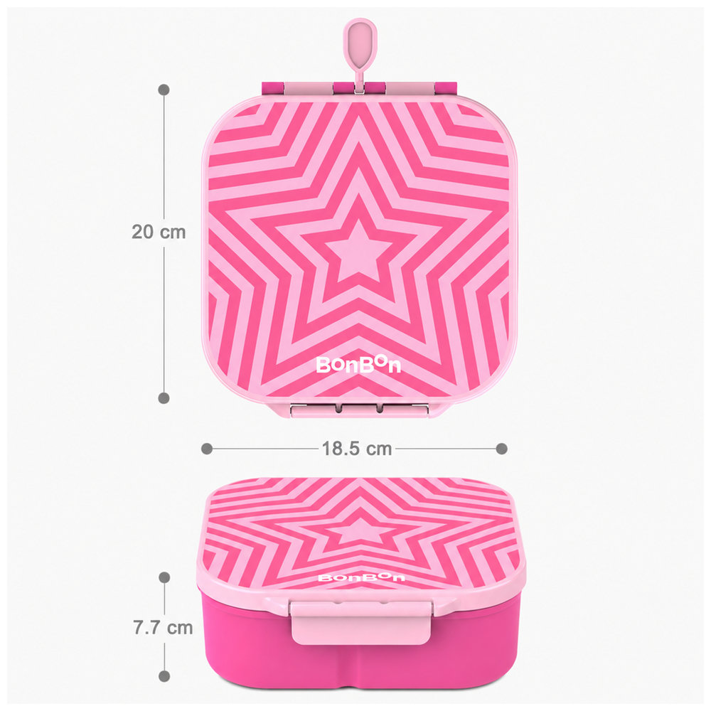 Bonbon - 3/4-Compartment Star Lunch Box With Insulated Food Jar - Pink