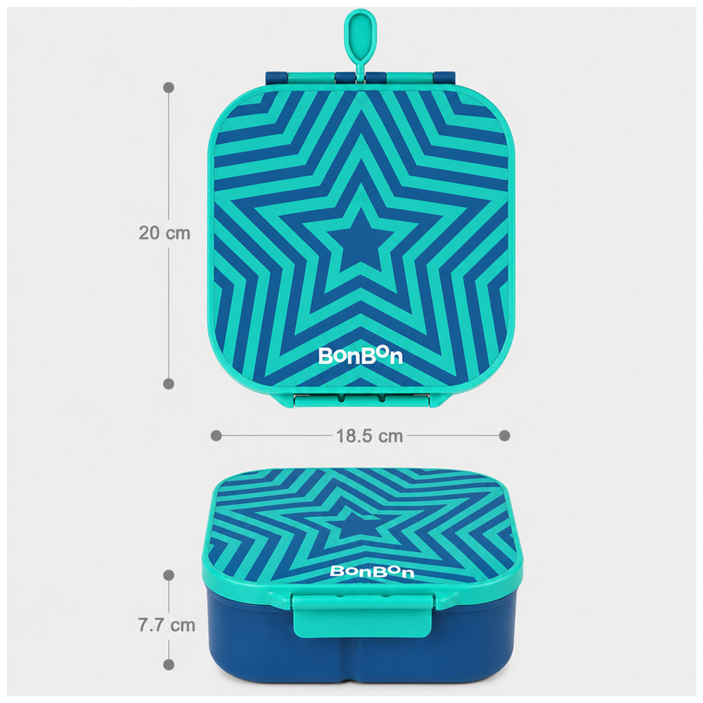 Bonbon - 3/4-Compartment Star Lunch Box With Insulated Food Jar - Green