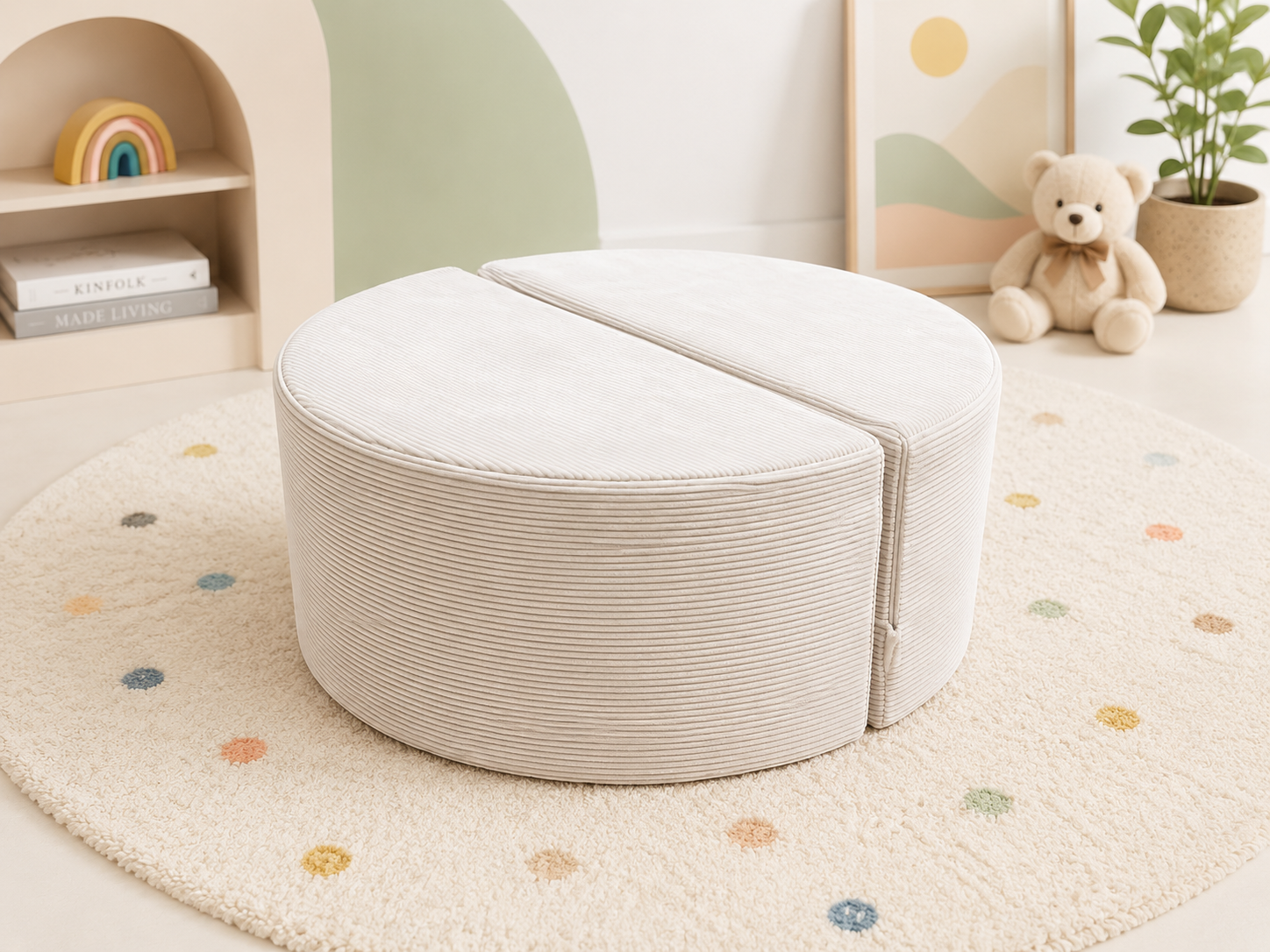 Neztly - Duo Half Round Play Sofa - Beige - 2 Pcs