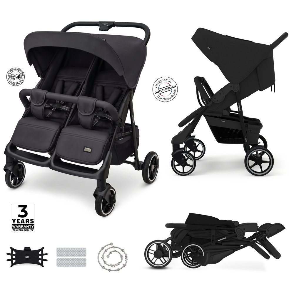 Neobreez - Duadx Double Stroller Twin Stroller - Black