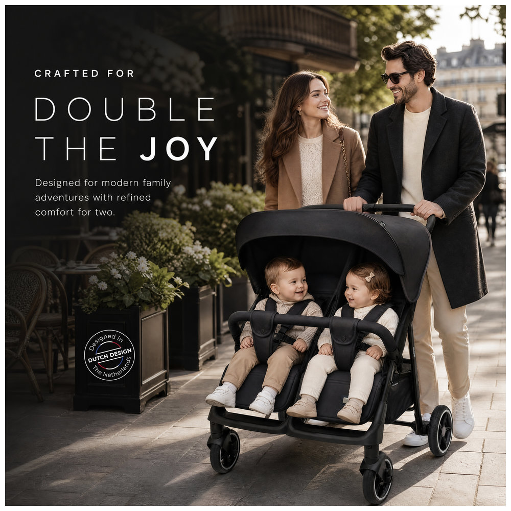 Neobreez - Duadx Double Stroller Twin Stroller - Black
