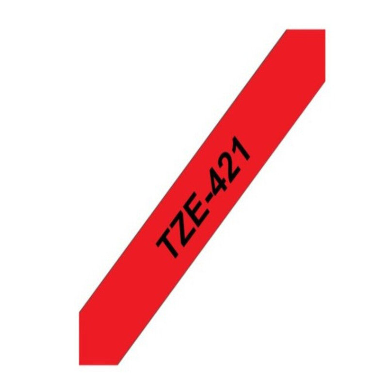 Brother - TZe-421 Laminated Tape 9mm - Black on Red