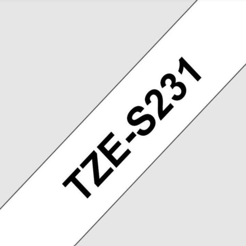 Brother - TZe-S231 Labeling Tape 12mm - Black on White