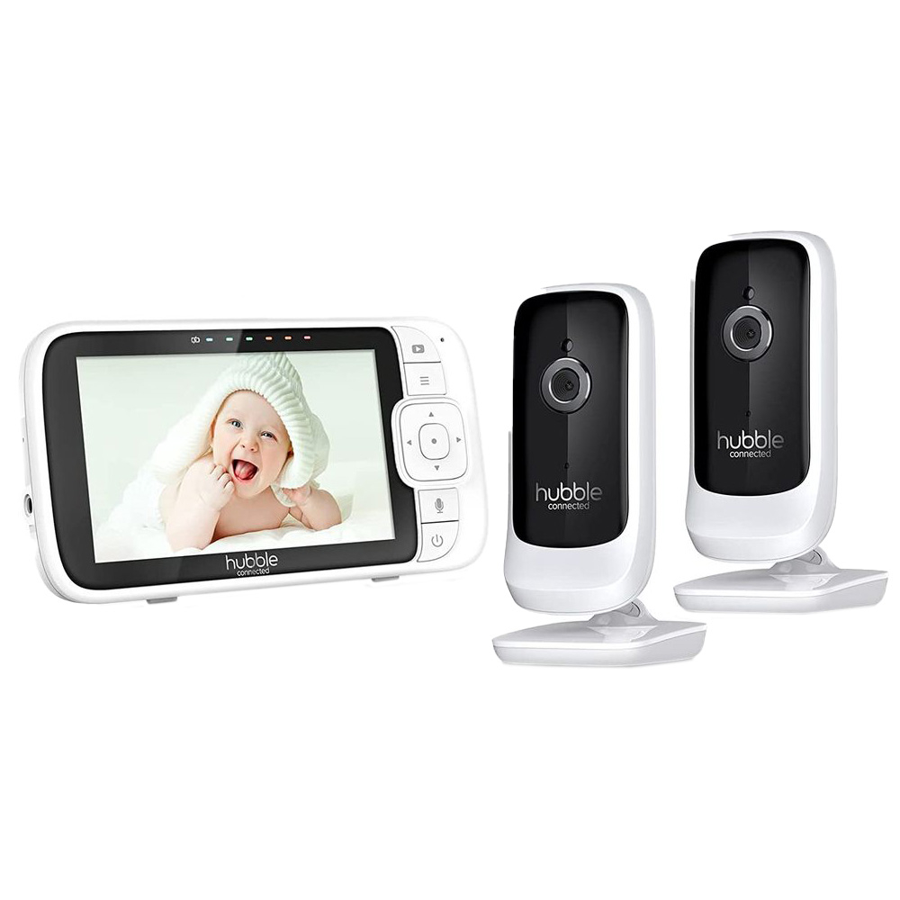 Hubble Connected Nursery View Twin Cameras Video Baby Monitor - White