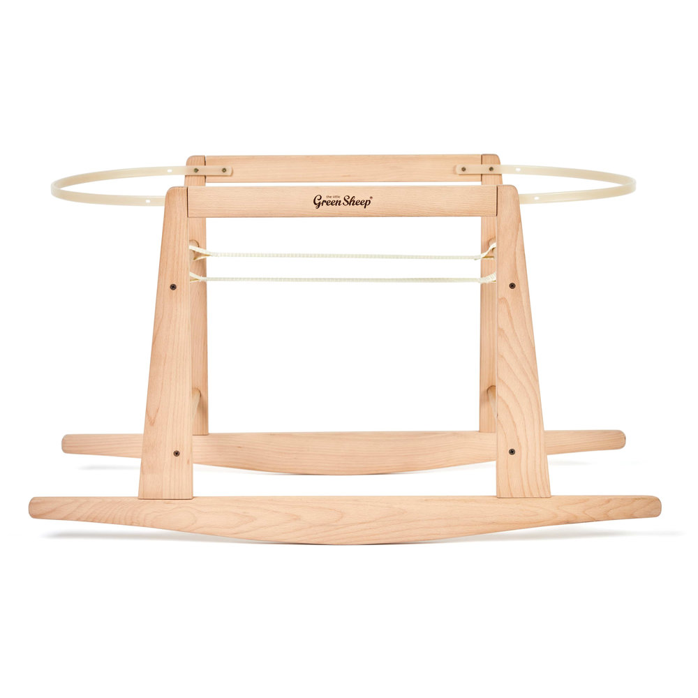 The Little Green Sheep - Natural Wheat Knit Moses Basket, Mattress & Rocking Stand